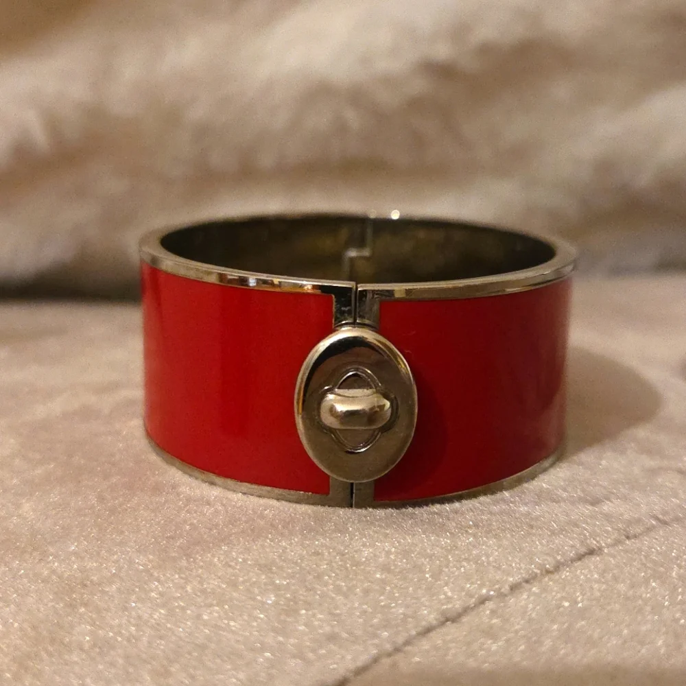Coach Red Enamel Cuff Watch Bracelet